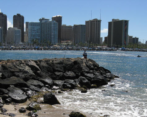 Fishing near Waikiki Beach